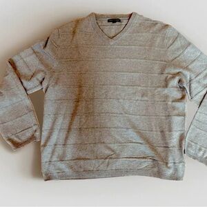 Banana Republic Wool Cashmere Angora Knit Sweater Striped Gray /tan Men’s Xl